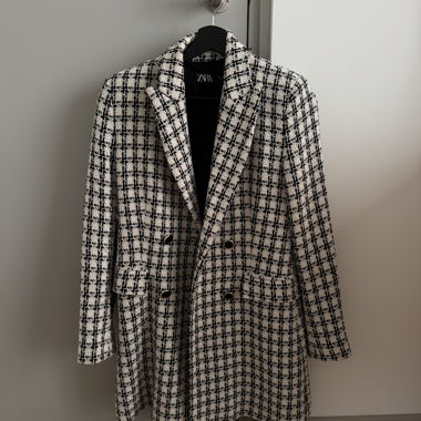 cappotto a quadri nero/bianco