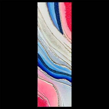 Tableau acrylique rose et bleu pailleté 60x20