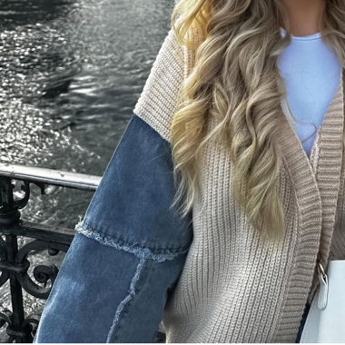 Denim/Knit Cardigan