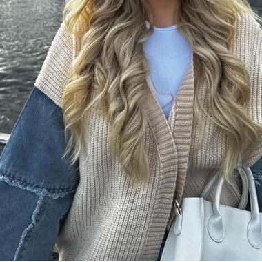 Denim/Knit Cardigan