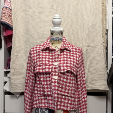 Petite veste pied de poule rose 
