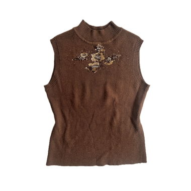 débardeur marron avec détails dorés