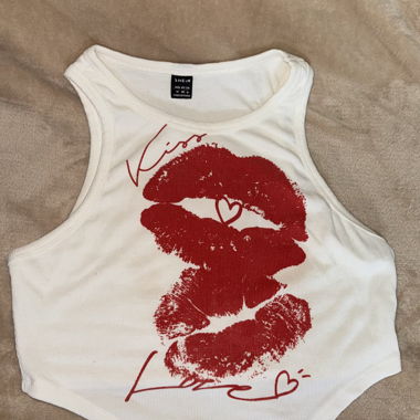 Top corto bianco con stampa