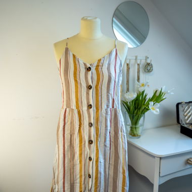 Striped Summer Dress with Button Placket