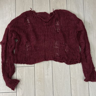 Burgundy Lace-Knit Sweater