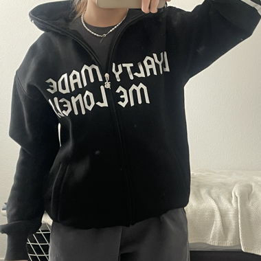  zip hoodie with skeleton backprint