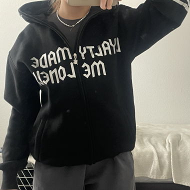  zip hoodie with skeleton backprint