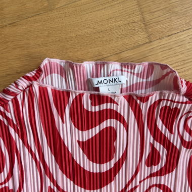 Monki red pink patterned long sleeve top
