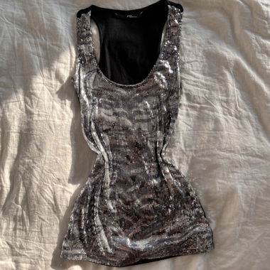 Jane Norman Silver Sequin Bodycon Tank Top