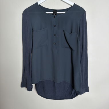 Blue long-sleeve blouse