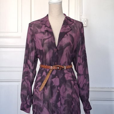 Vintage Lila transparentes Blusenkleid