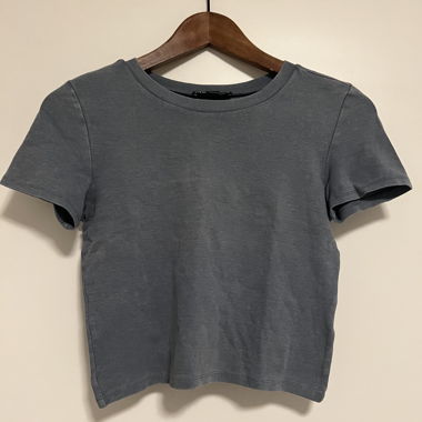 ZARA Crop-Top grau/bläulich kurzärmlig S