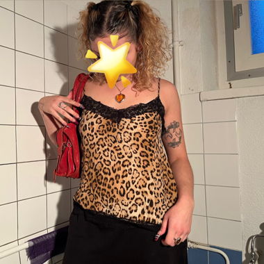 leopard-print Spitzen-Top