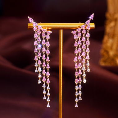 Orecchini pendenti in cristallo rosa