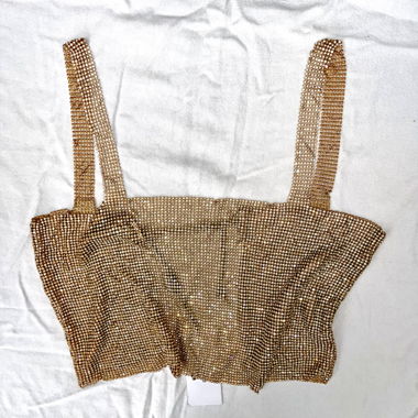 Gold Crystal Mesh Tank Top by You & Me Paris