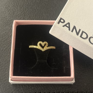 Wishbone Funkelndes Herz Ring Gold