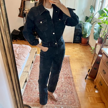 Black denim dungarees/overall