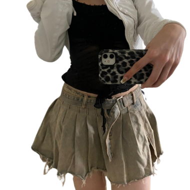 jeans mini skirt