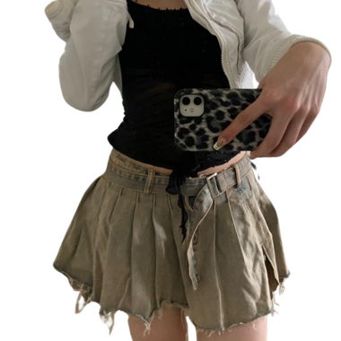 jeans mini skirt