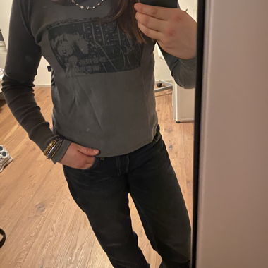 Maglia maniche lunghe grigia con stampa