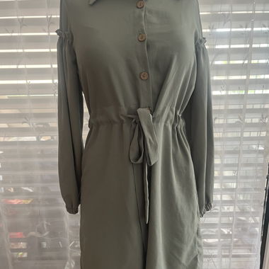 Green Shirt-Style Jumpsuit