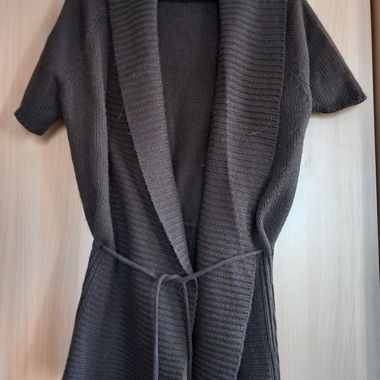 Brown wool and acrylic cardigan vest