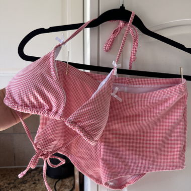 Bikini-Set im rosa Gingham-Design