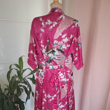 Kimono robe de chambre satin fushia taille unique