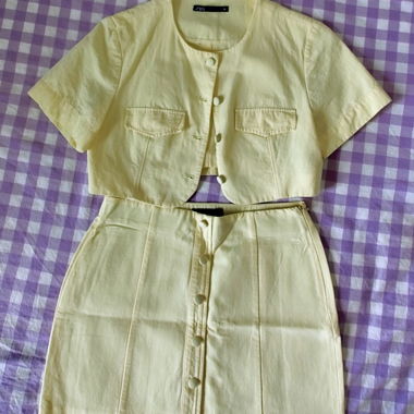 Light Pale Yellow Skirt Set