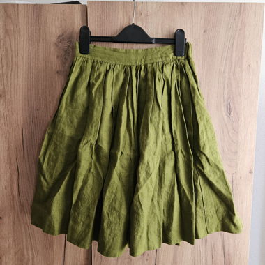 Gonna in lino 100% Not Perfect Linen color verde muschio