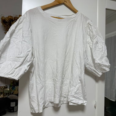 Top bianco maniche a sbuffo ZARA XL