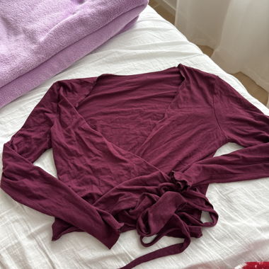 Burgundy long sleeve wrap top