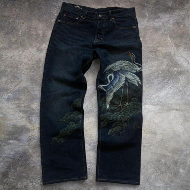 Denim giapponese dipinto e lavato