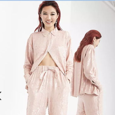 ASOS design pale pink sequin Co-ord 