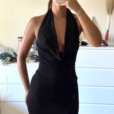 hot black maxi dress, M 
