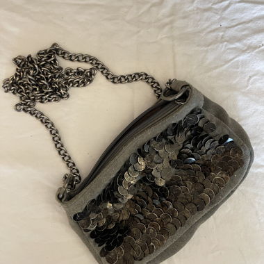 Grey Sequin Shoulder Bag
