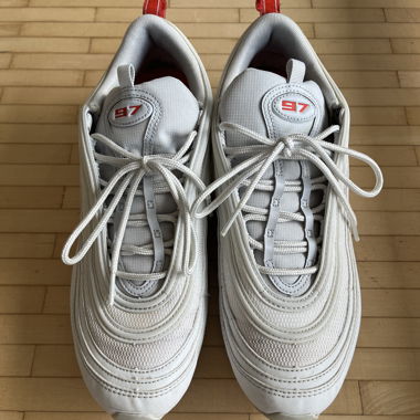 Nike Air Max 97 sneaker in White/Red, Size 44