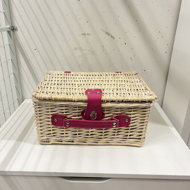 Cestino da picnic in vimini rosa