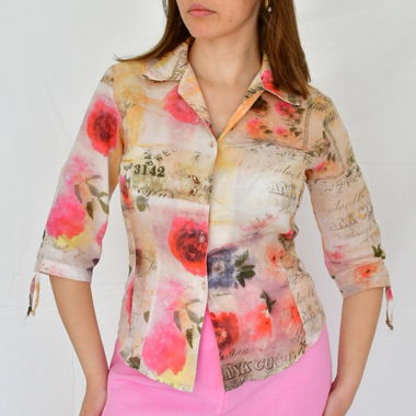 Camicia/Blusa Fiorita Vintage Y2K 100% Cotone