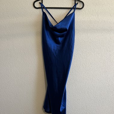 Satin party dress, royal blue