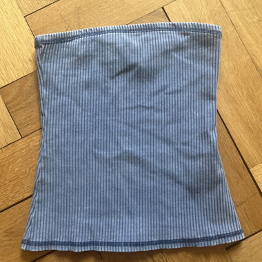 Blue ribbed bandeau top