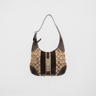 Vintage Coach Hamilton Signature Suede Trim Bag