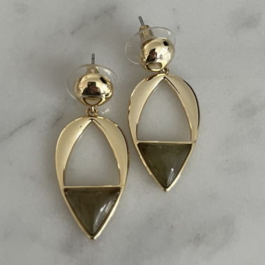 Labradorit-Ohrringe in Khaki-Ton