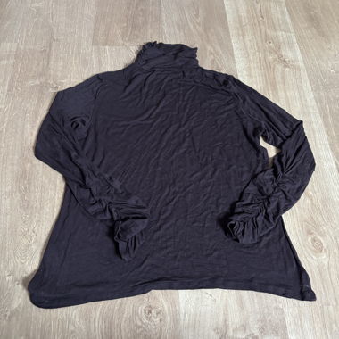 Dark brown long-sleeve turtleneck top