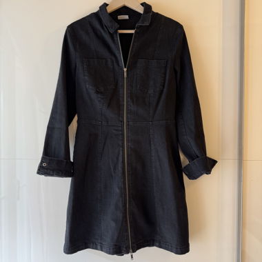 Schwarzes zip-up Denim Kleid