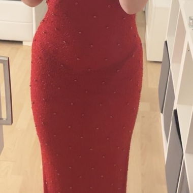 Red Sequin Evening Dress
