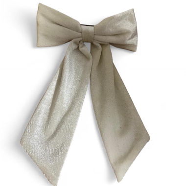 White velvet bow hair clip