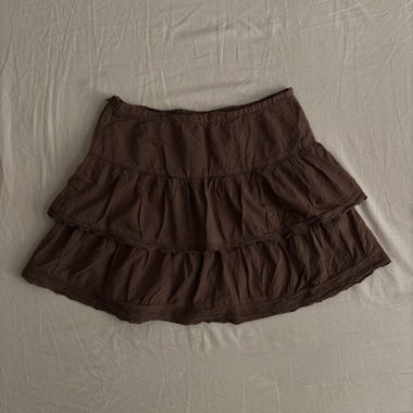 “Brown lamp” brown lightweight mini skirt