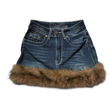 Miss me Denim skirt with fake fur