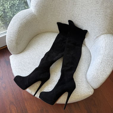 Casadei black suede over-the-knee boots